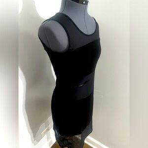 Natori Sz S  Black Tiered Mesh & Jersey Sleeveless Midi Dress Coverup